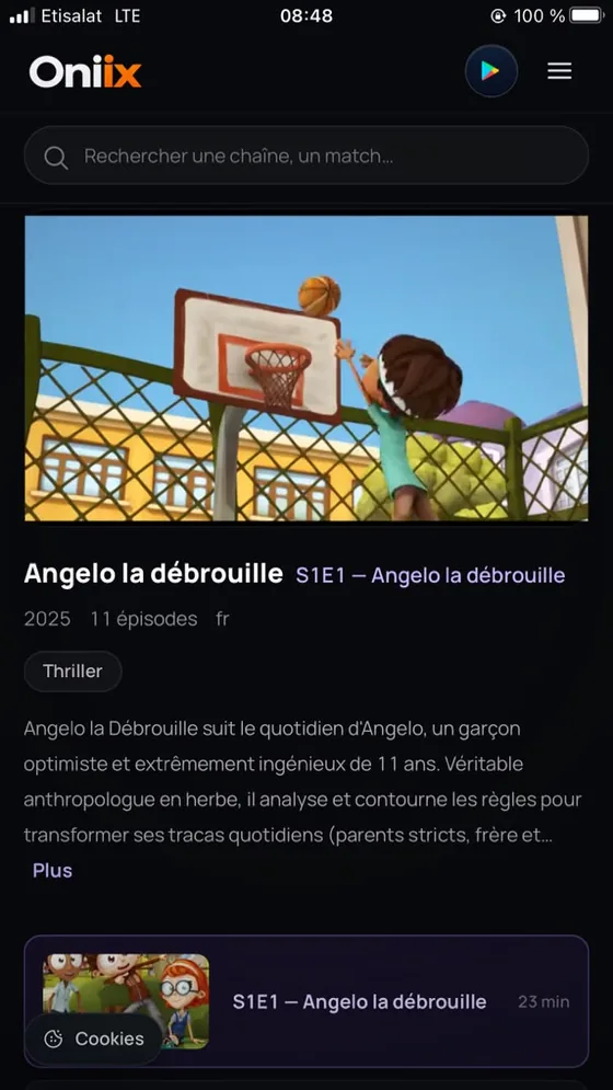 Fiche d'une série sur Oniix : synopsis, nombre d'épisodes, durée et lecture directe.